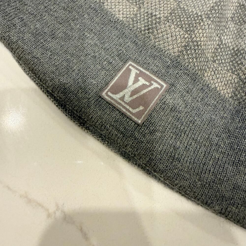 Louis Vuitton Damier Wool Beanie Gray Check Hat - Picture 2 of 4